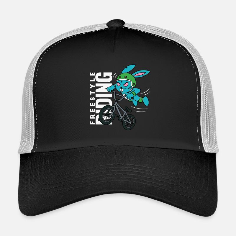 BMX Freestyle Rabbit – Extreme Riding Design - Trucker Cap - Schwarz/Steingrau