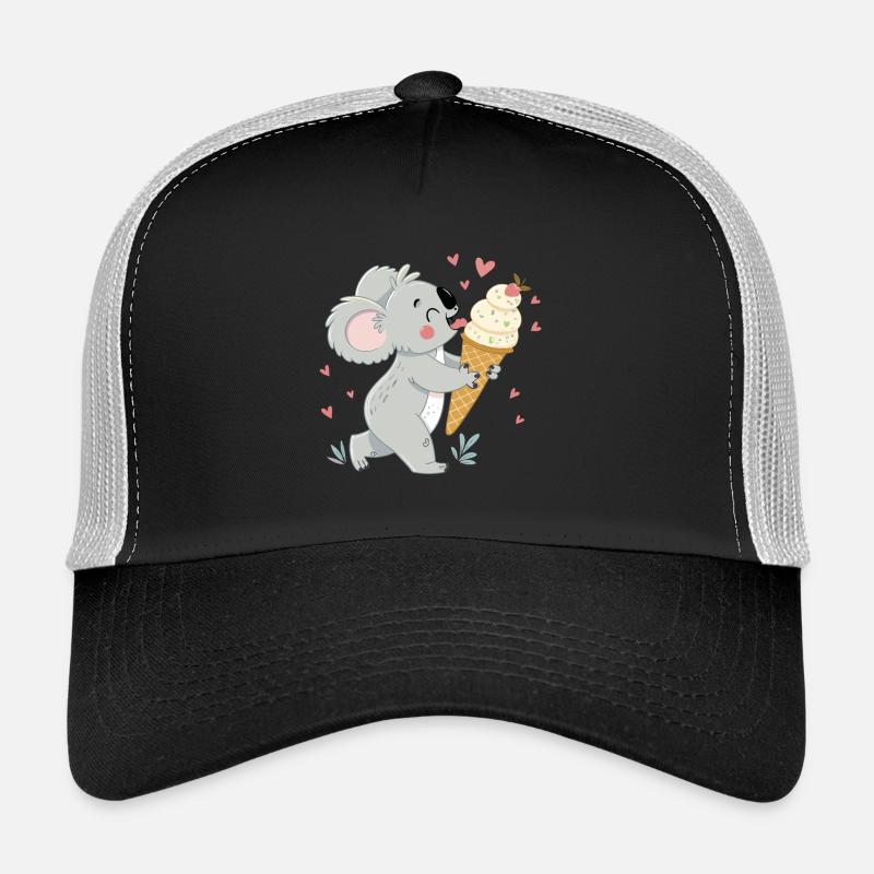 Gourmet-Koala und Eiscremeherzen - Trucker Cap - Schwarz/Steingrau
