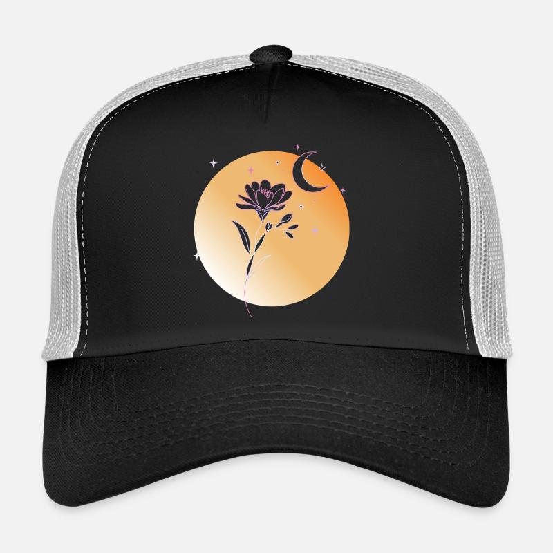 Freesia avec illustration de dessins en lignes de lune Casquette trucker 