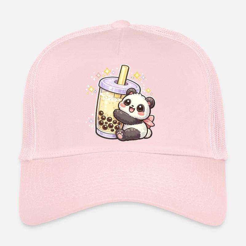 Panda Bubble Tea Cuddle Motif Trucker Cap