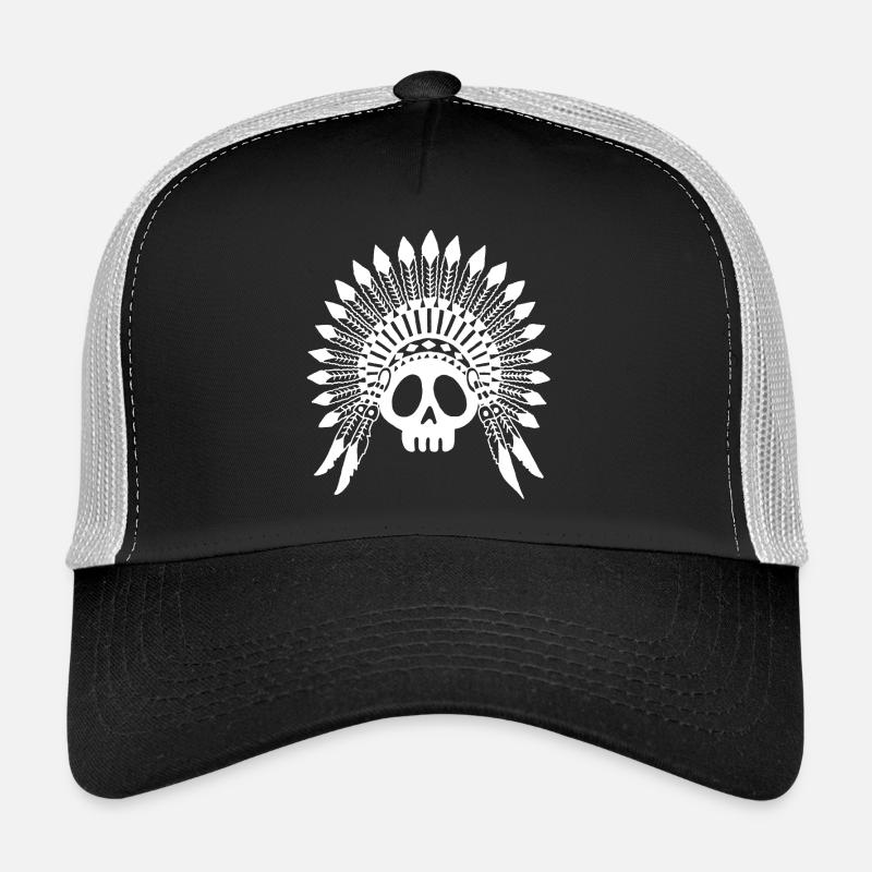 Indian Chief Skull (White) Trucker Cap