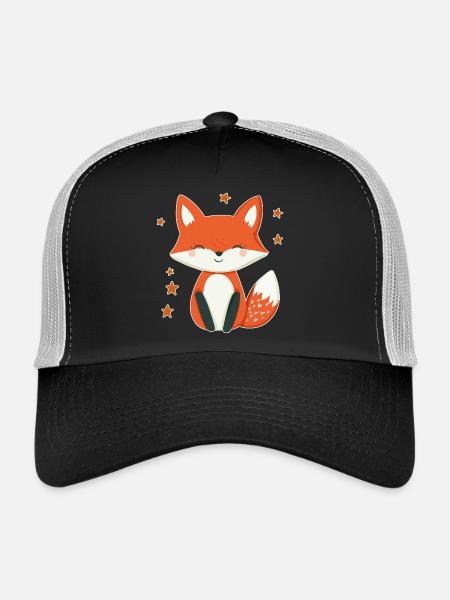 Renard et étoiles - Casquette trucker  - noir/gris pierre - Devant