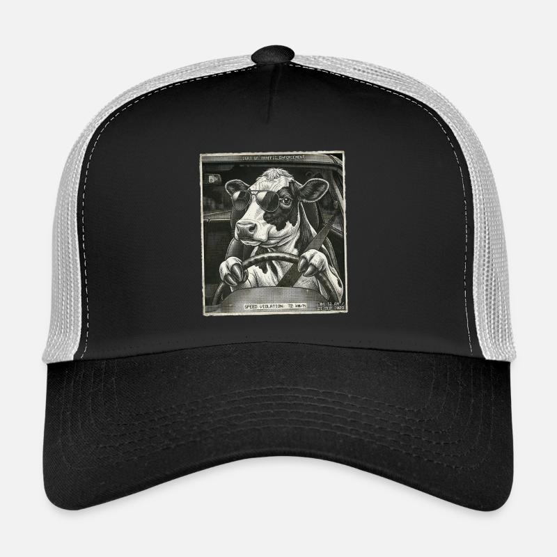 Dairy cow flashed driving a car Trucker Cap