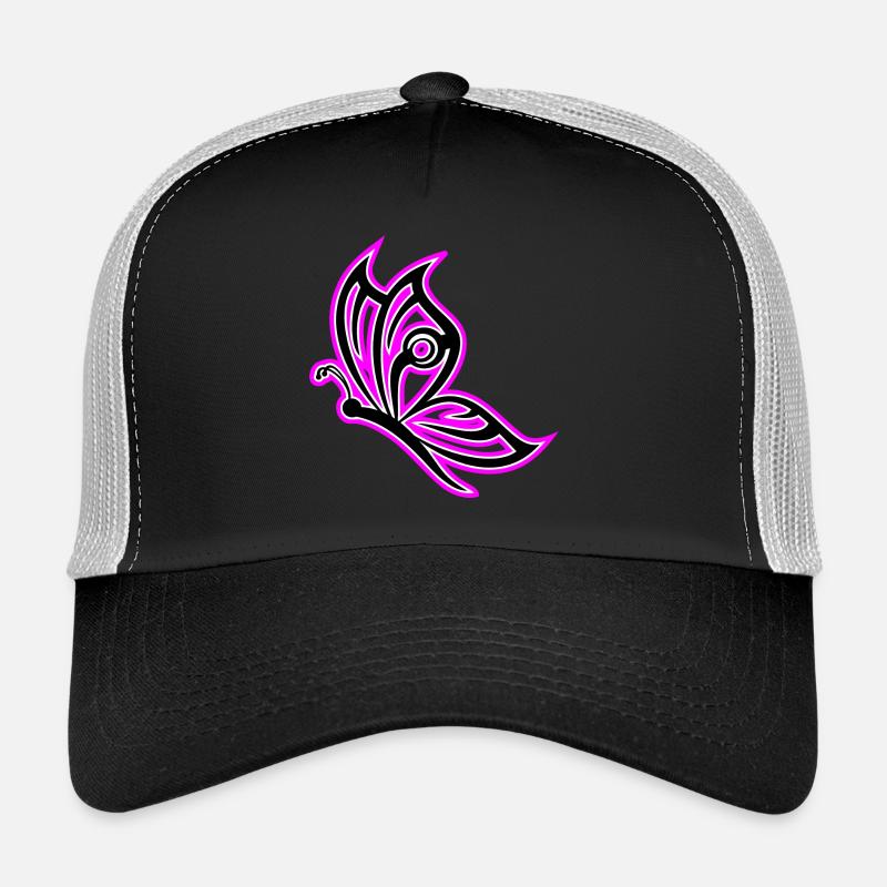 Schmetterling Pink - Trucker Cap - Schwarz/Steingrau
