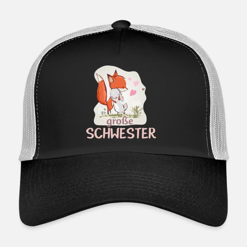 große Schwester Einhorn Fuchs Hase Umarmung - Trucker Cap - Schwarz/Steingrau
