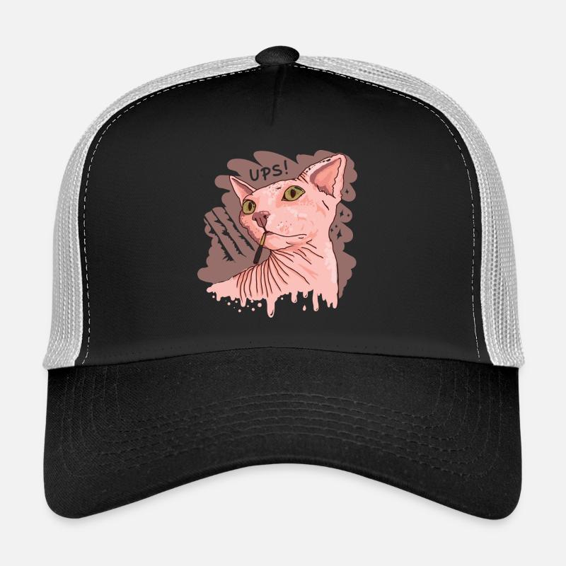 chat sphynx avec cigarette Casquette trucker 