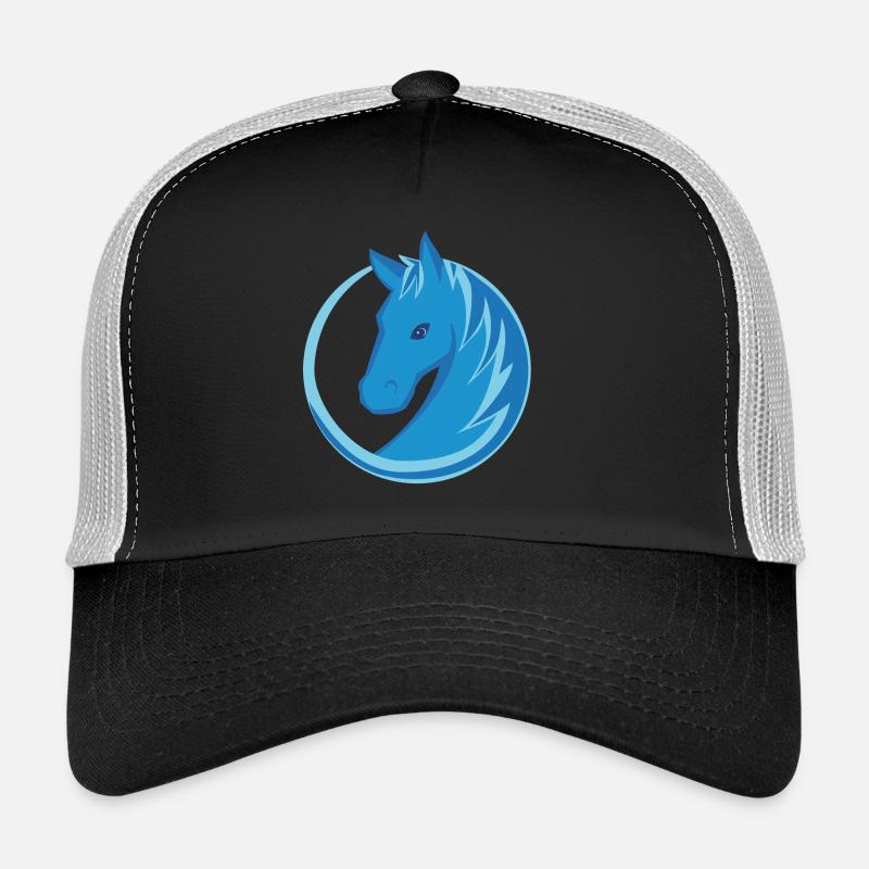 Pferd Logo Kreis Flat Design blau - Trucker Cap - Schwarz/Steingrau