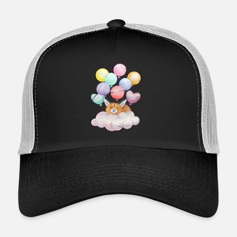 Träumender Fuchs auf Wolke mit Ballons Trucker Cap