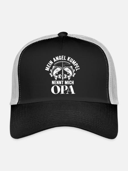 Opa und Enkel Angeln Angelbuddys. Geschenk für Opa - Trucker Cap - Schwarz/Steingrau - Vorne