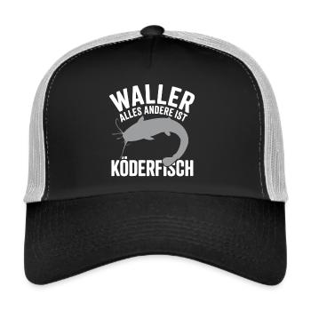 Wels Waller fischen Sportfischen Welsangeln - Trucker Cap - Schwarz/Steingrau - Vorne