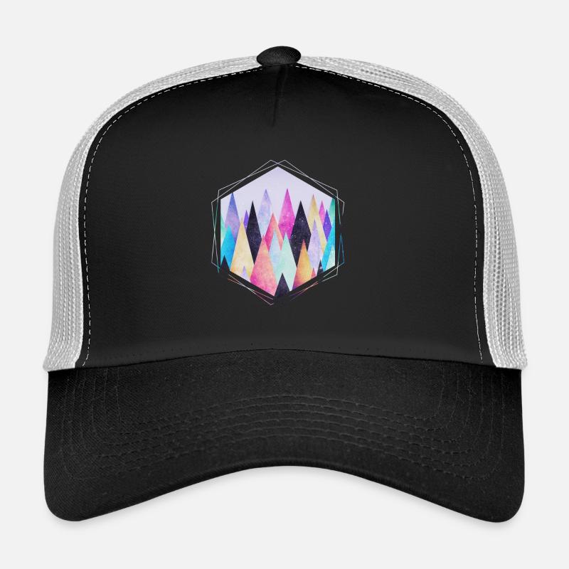 Hipster triangles (geometry) Abstract Mountains - Trucker Cap - black/stone grey