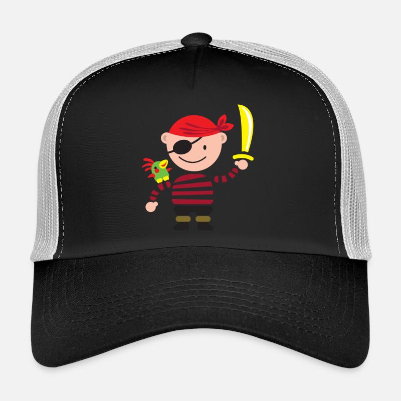 kleiner Pirat mit Papagei - Trucker Cap - Schwarz/Steingrau