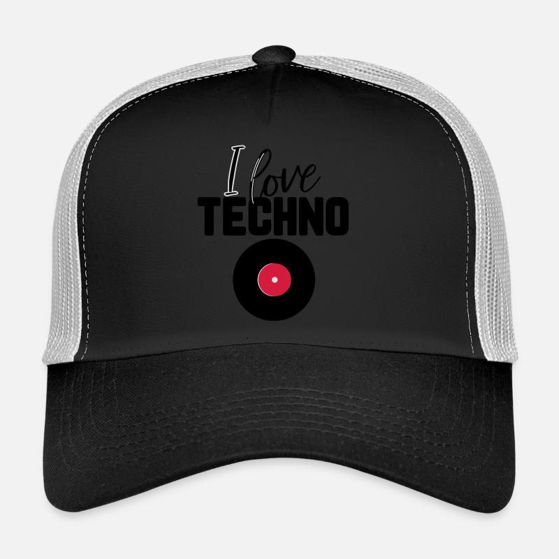 J'adore la techno - Casquette trucker  - noir/gris pierre