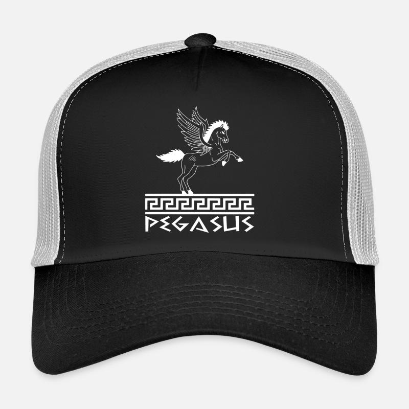 Cheval Pégase blanc - Casquette trucker  - noir/gris pierre