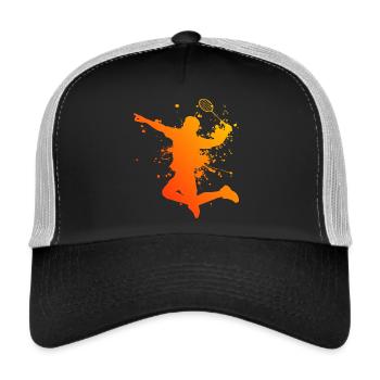 Badminton Badmintonspieler Squash Federball - Trucker Cap - Schwarz/Steingrau - Vorne