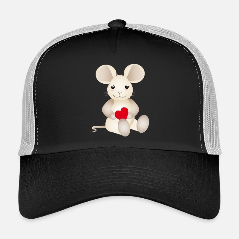 sugar-sweet mouse with a heart for Valentine's Day - Trucker Cap - black/stone grey