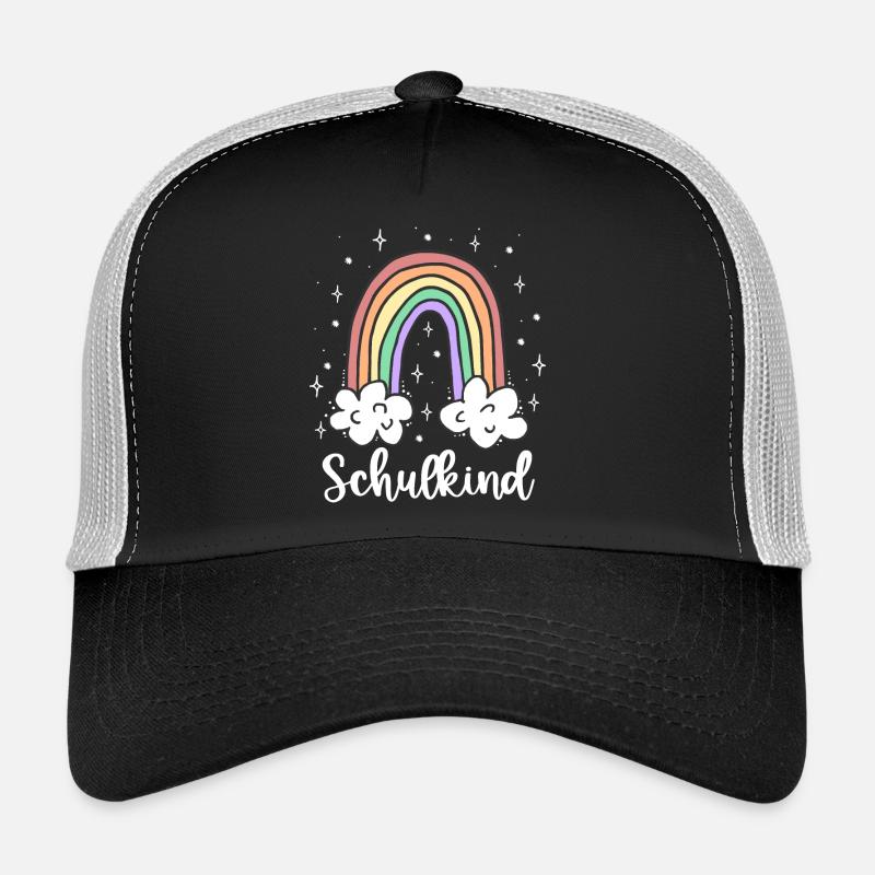 Schulkind Regenbogen Einschulung Geschenk - Trucker Cap - Schwarz/Steingrau