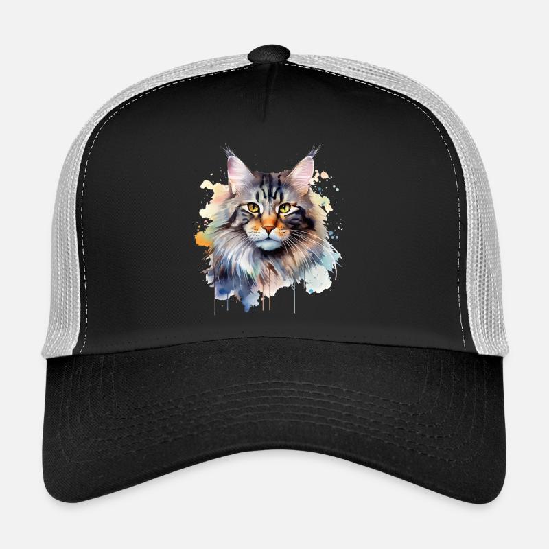 Maincoon aquarelle chat Casquette trucker 