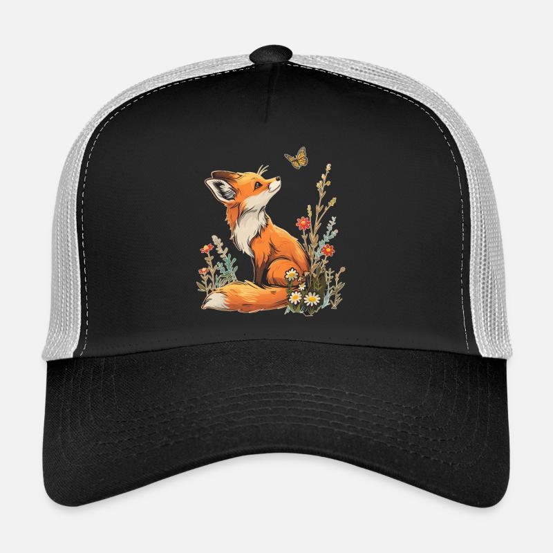 Renard et papillon - Casquette trucker - noir/gris pierre