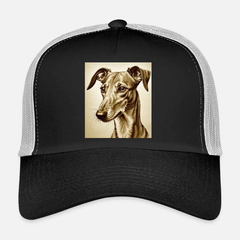Windhund Kopf - Trucker Cap - Schwarz/Steingrau