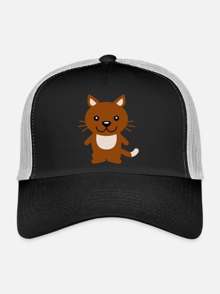 Pretty Cat Looking Happy Cheerful Smiling - Trucker Cap - black/stone grey - Front