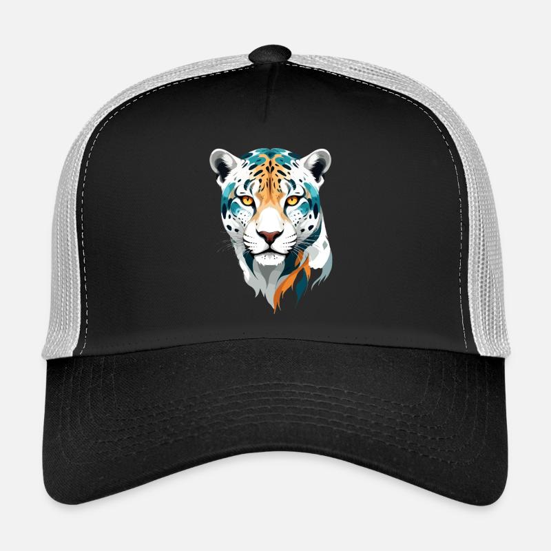 Leopard Vektor Kunst Lebendige Farben Illustration - Trucker Cap - Schwarz/Steingrau