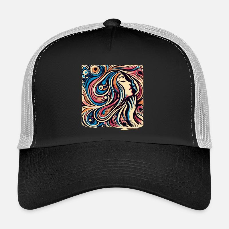 Femme abstraite – Déferlement de couleurs et de lignes fluides Casquette trucker 