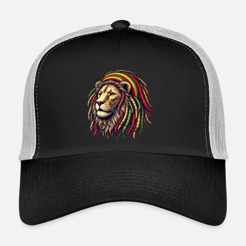Rasta Löwe - Trucker Cap - Schwarz/Steingrau