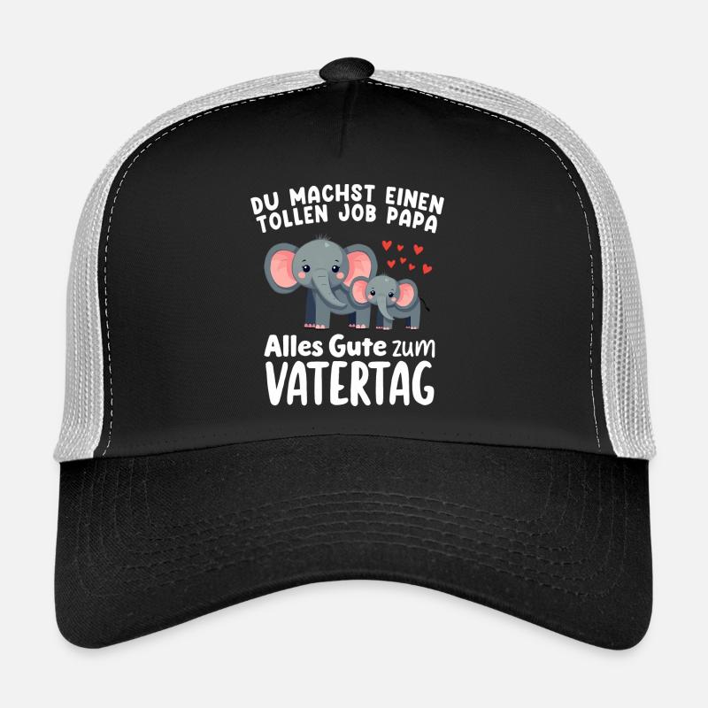Elefanten Du Machst einen tollen Job Papa Vatertag - Trucker Cap - Schwarz/Steingrau