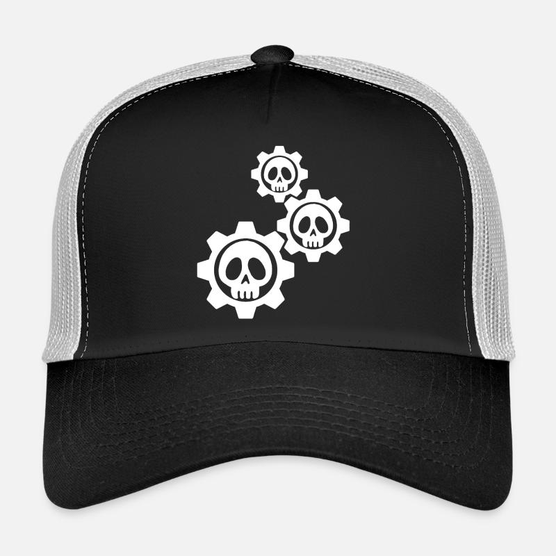 Engrenages et crânes blancs Casquette trucker 