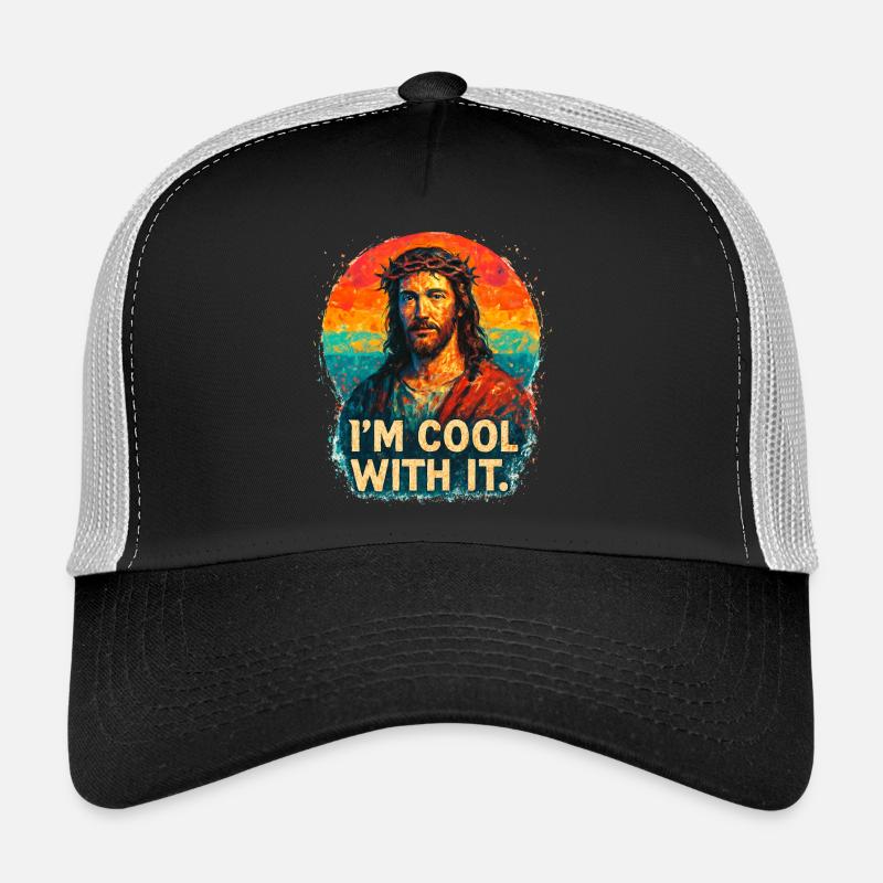 Jésus dans l’arc-en-ciel – Je suis cool avec ça Casquette trucker 