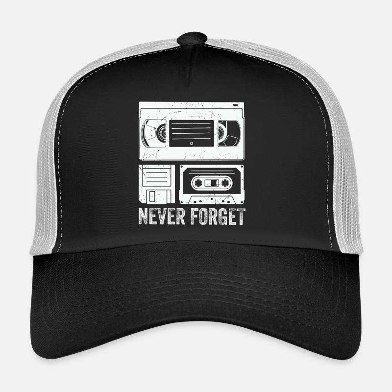 Vintage Cassette Tape Never Forget - Trucker Cap - Schwarz/Steingrau