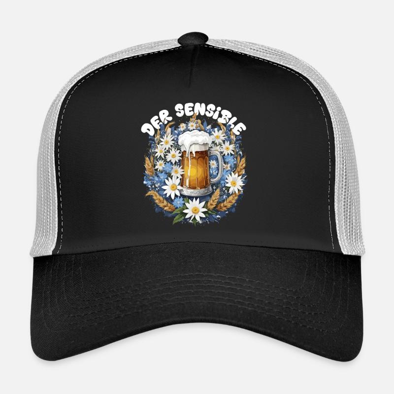 Beer mug with chamomile décor and edelweiss dirndl Trucker Cap