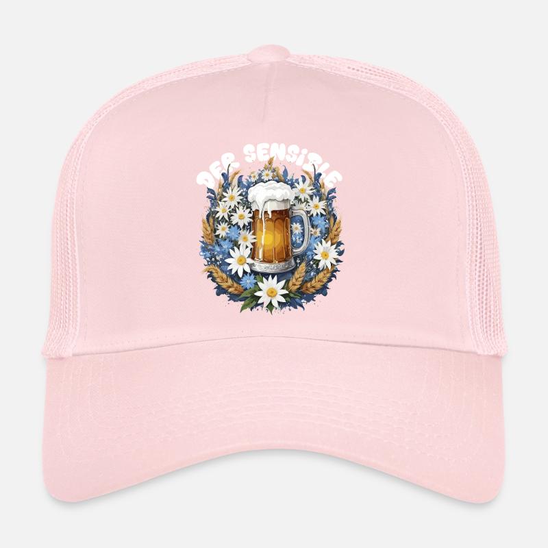 Beer mug with chamomile décor and edelweiss dirndl Trucker Cap