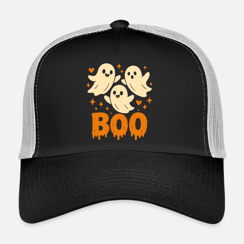 Cute Ghosts BOO – Funny Halloween Design - Trucker Cap - black/stone grey
