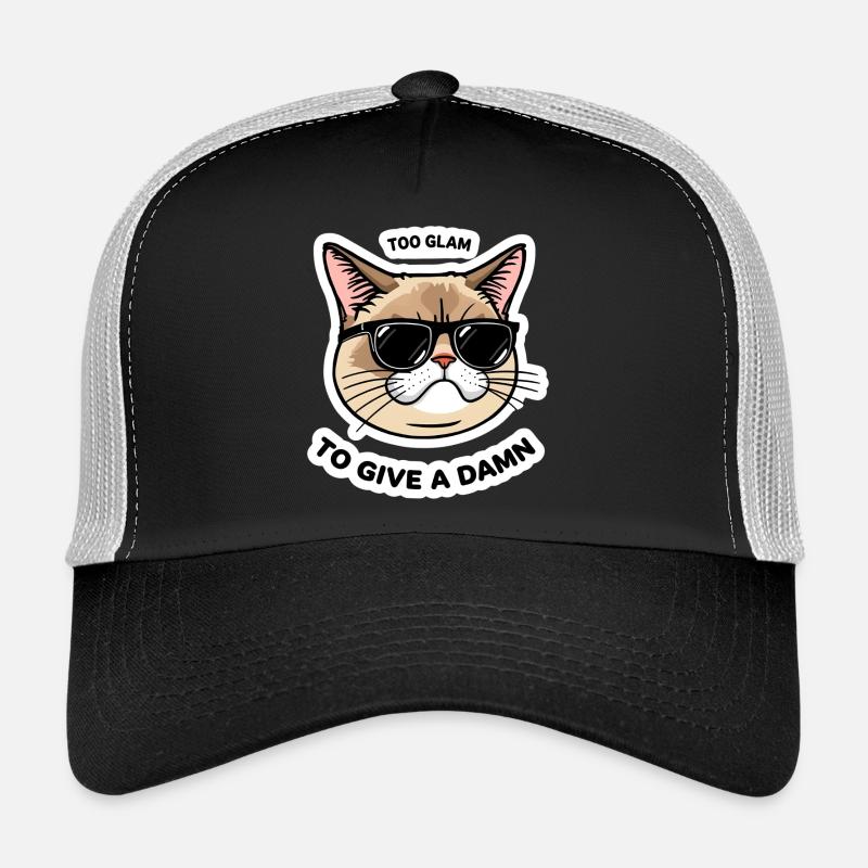 Too Glam Cat Sticker Cool Design Trucker Cap
