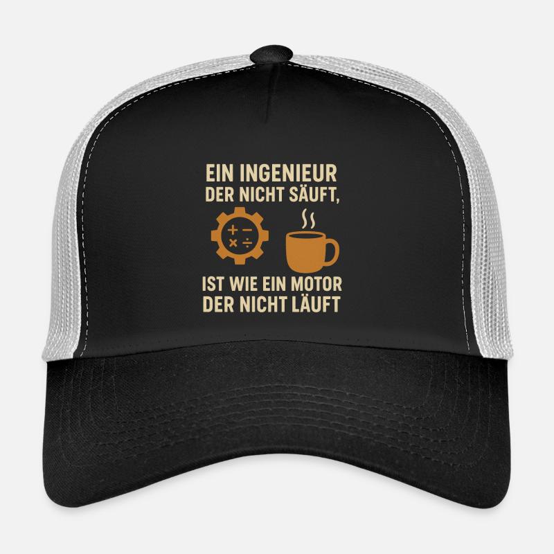 Ingenieur Kaffee Motor - Trucker Cap - Schwarz/Steingrau