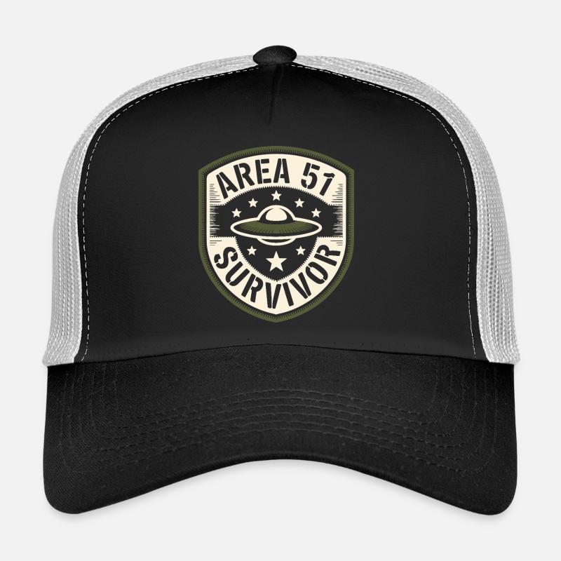 Lustiges Area 51 Überlebendes Alien UFO Trucker Cap