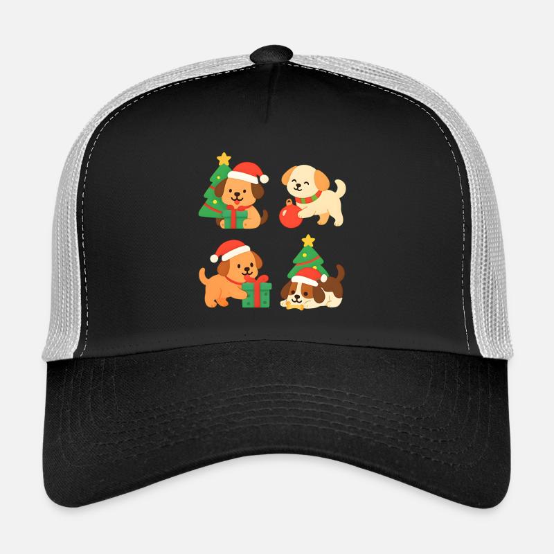 Weihnachtshunde mit Geschenken - Trucker Cap - Schwarz/Steingrau