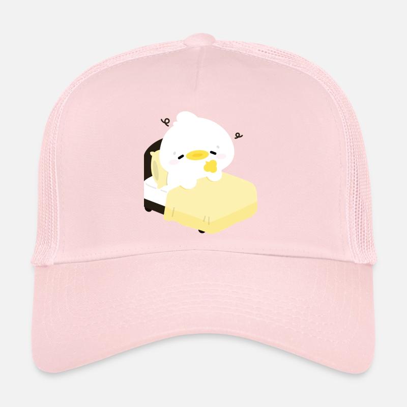 Canard douillet et endormi sur un lit jaune Casquette trucker 