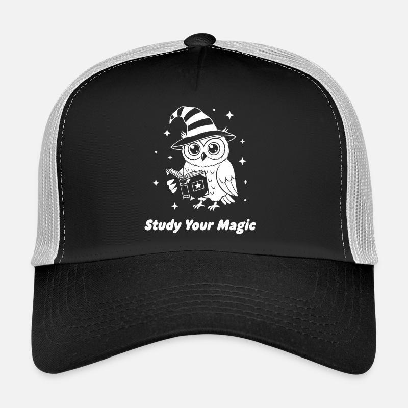 Magische Eule Lernt Magie - Trucker Cap - Schwarz/Steingrau