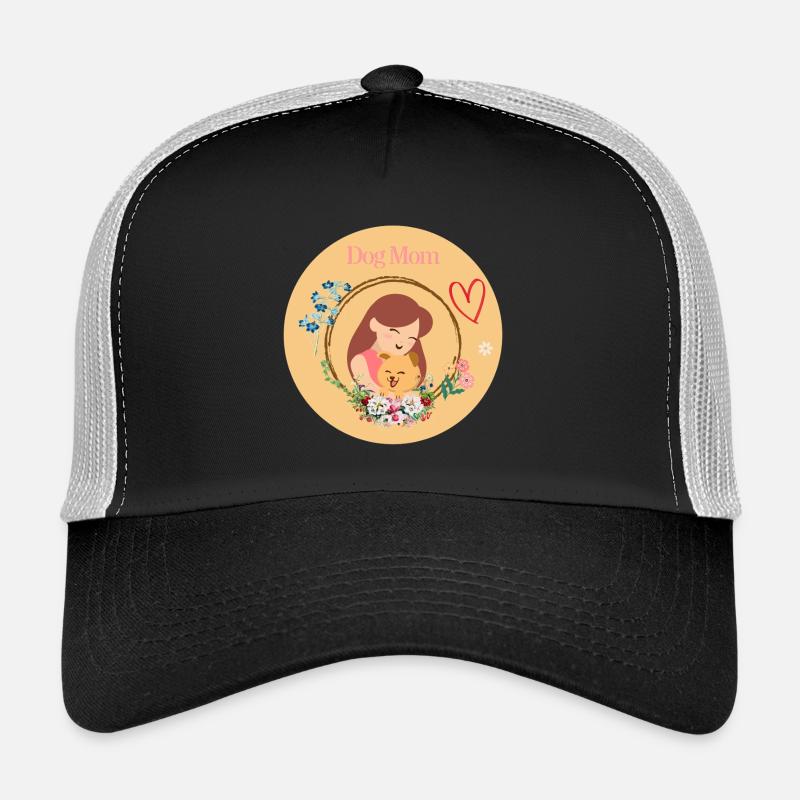 Maman de chien dans une couronne de fleurs Casquette trucker