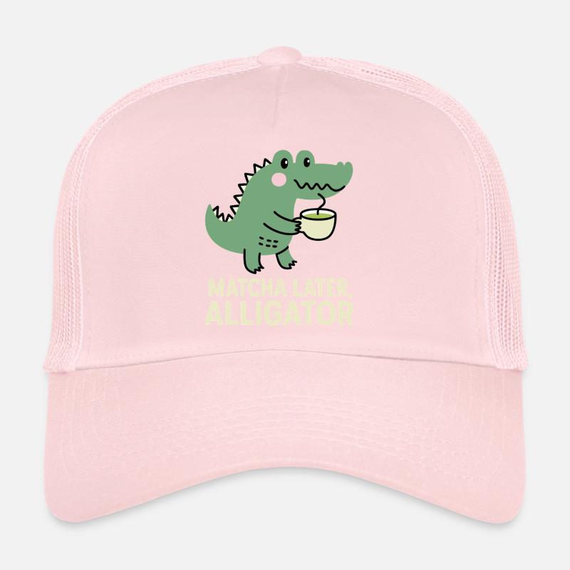 Matcha Plus tard Jeu de mots drôle d’alligator Casquette trucker 