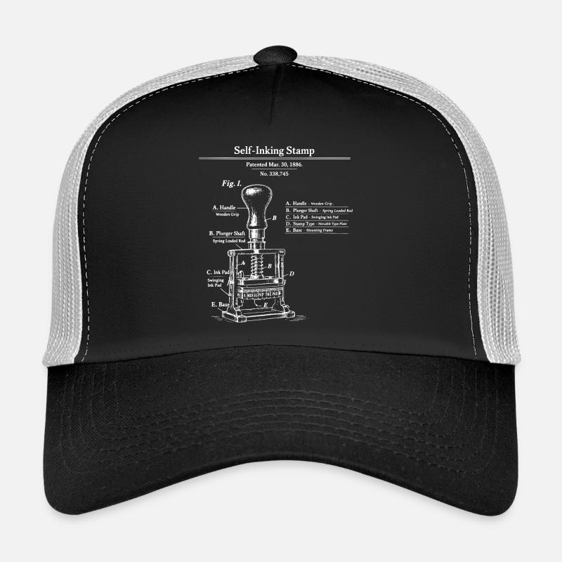 Vintage self inking Stamp Patent Blueprint Trucker Cap