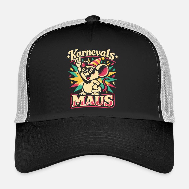 Karnevalsmaus Rock Musik Lustig Geschenk - Trucker Cap - Schwarz/Steingrau