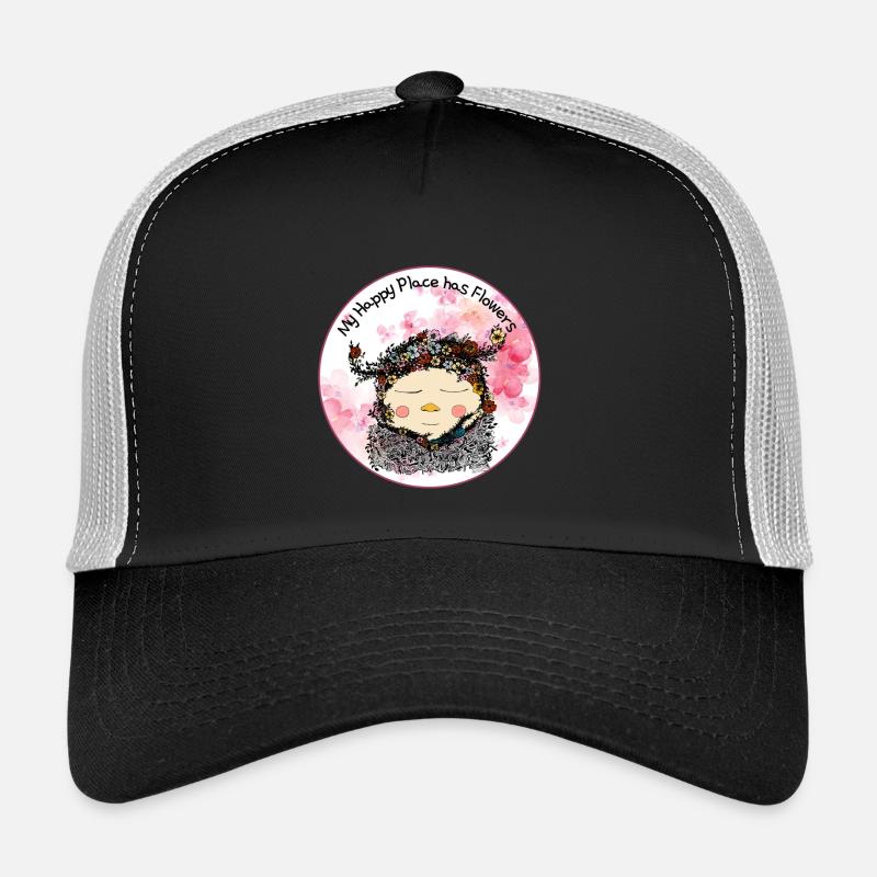 Mein glücklicher Ort sind Blumen – Gnome mit Blumengarten Trucker Cap