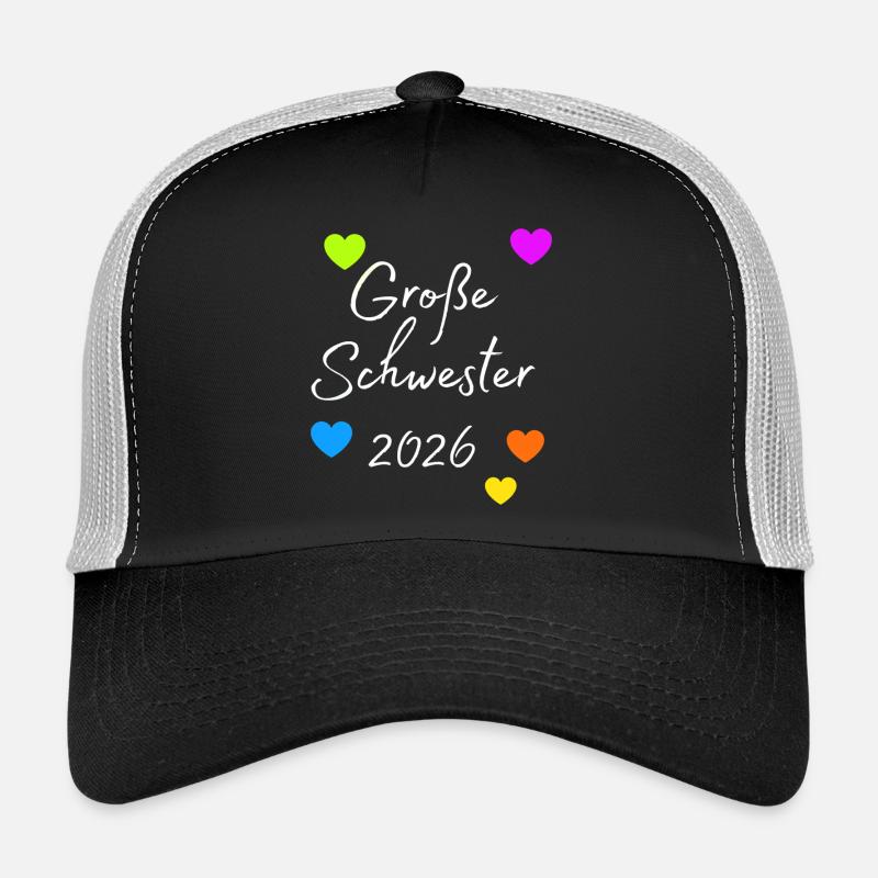 Große Schwester 2026 Herzdruck - Trucker Cap - Schwarz/Steingrau