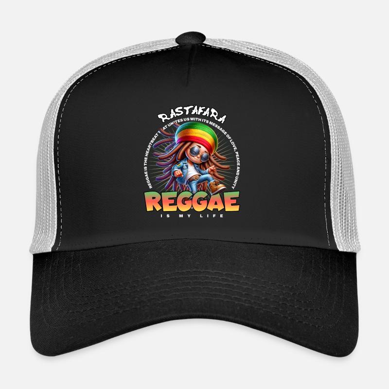 Dessin animé Reggae Vibes Rastafari Casquette trucker 