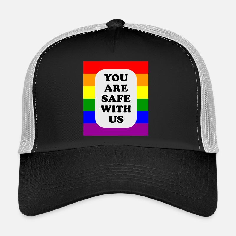 LGBT safe space rainbow flag Trucker Cap