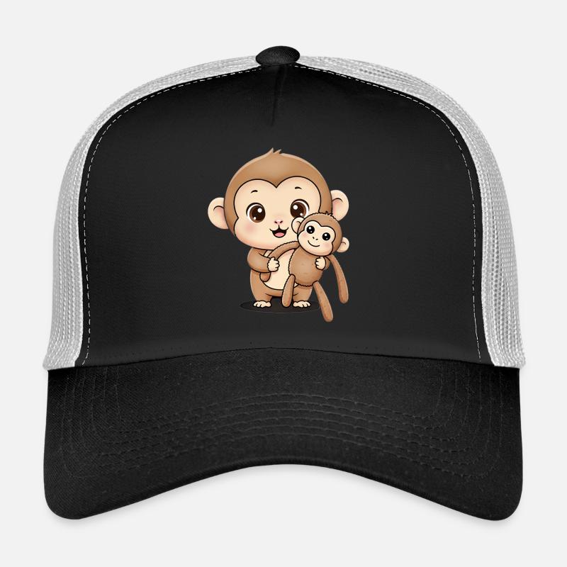 Süßer Punch Affe hält Kuscheltier Trucker Cap